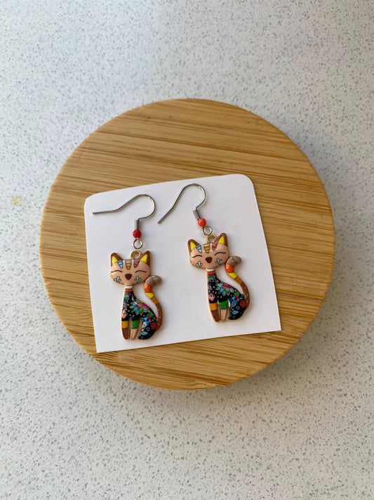 Aros "Gatos Alegres" estilo Folk Art